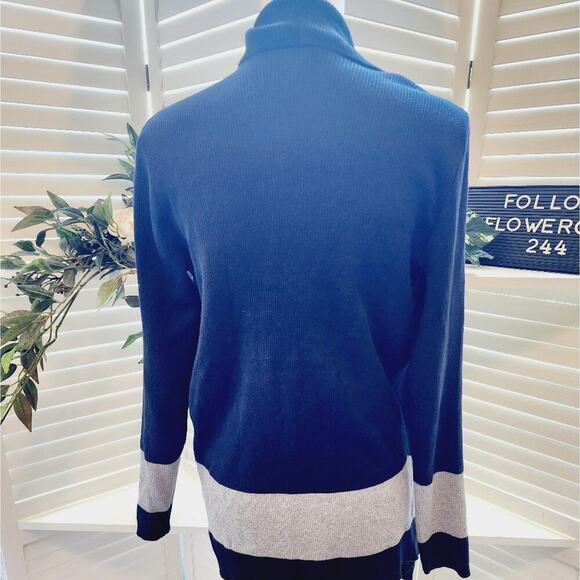 LAUREN RALPH LAUREN COLOR BLOCK SWEATER  BLUE &  GRAY SIZE M - Picture 3 of 9